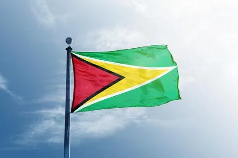 Guyana flag on the mast Stock Photos
