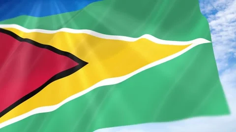 Guyana Flag Seamless Loop 4k 60fps on Sky Background Stock Footage 341673648