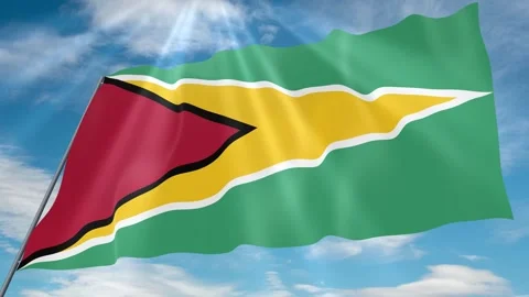 Guyana Flag Seamless Loop 4k 60fps on Sky Background Stock Footage 341757628