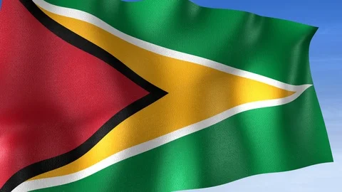 Guyana Flag - Set of 3 Angles with Masks [3WaveSeries] Stock Footage 106048966