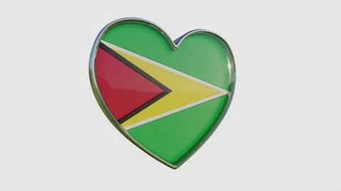 Guyana Flag in the Shape of 3D Heart. Video stock 143458462