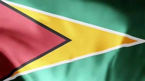 Guyana flag is waving 3D seamless loop animation footage 4k. Stock Footage 256235247