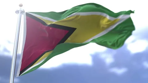 Guyana flag waving against the sky Stock Footage
