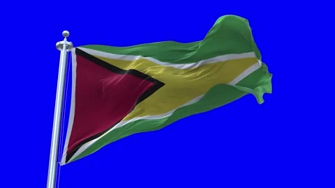 Guyana Flag Waving in Loopable and Textured green screen background Stock Footage 296876555