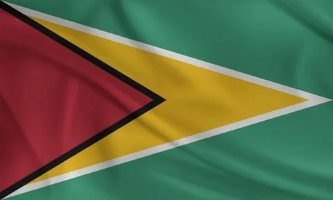 Guyana Flag Wind Waving Close Up Stock Illustration