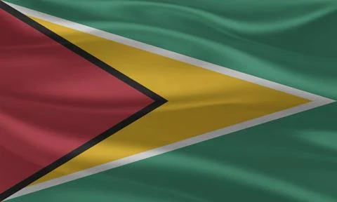Guyana Flag Wind Waving Close Up Stock Illustration