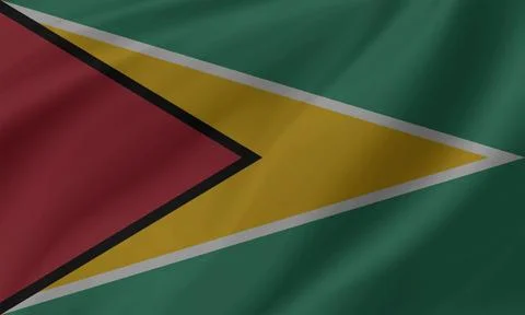 Guyana Flag Wind Waving Close Up Stock Illustration