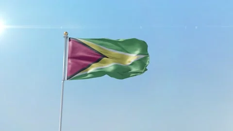 Guyana  flag zoom alpha sky Stock Footage 139720295