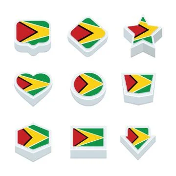 Guyana flags icons and button set nine styles Stock Illustration