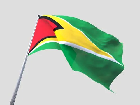 Guyana flying flag isolate on white background. Stock Illustration