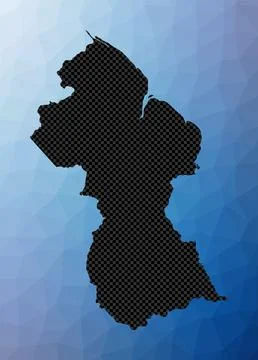 Guyana geometric map. Stencil shape of Guyana in low poly style. Awesome co.. Stock-Illustration