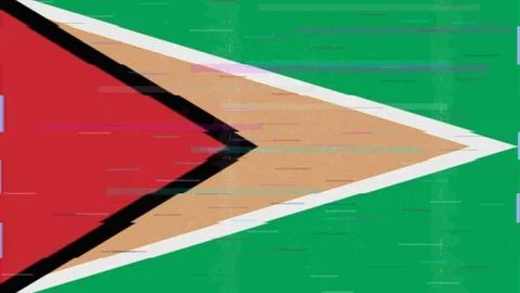 Guyana Glitch Flag Vector - RGB Split Digital Video Frame Design Illustrazione stock