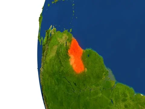 Guyana on globe Stock Illustration