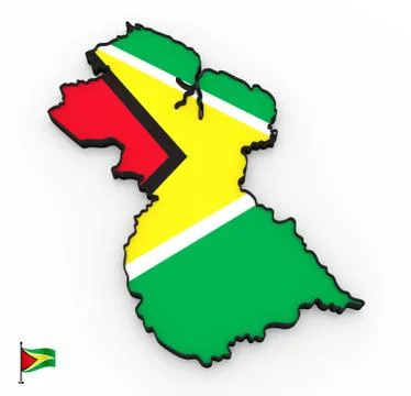 Guyana high detailed 3D map Stock Illustration