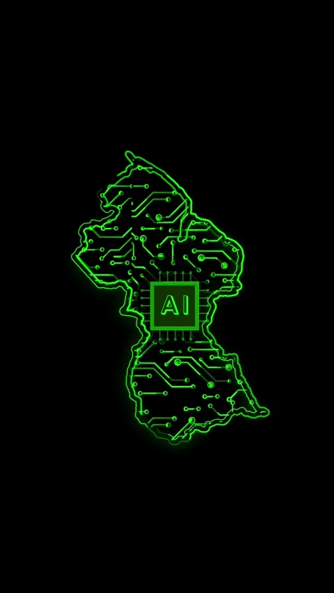 Guyana Map AI Chipset Technology Opener Video stock 337171660