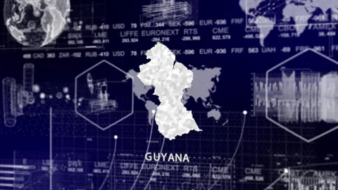 Guyana Map Animation Loop | Growth, GDP, Oil Economy &amp; Development Insights Stock Footage 331569548