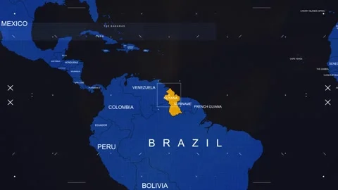 Guyana Map Black and Blue Breaking News Style Stock Footage 291685347