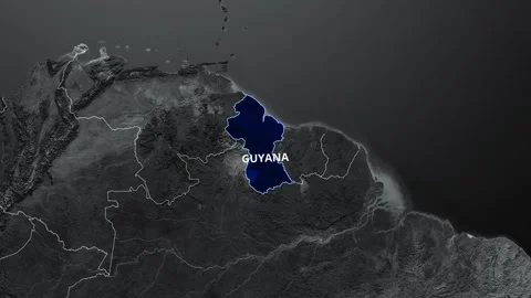 GUYANA Map Blue Color 4K Stock Footage 343573992