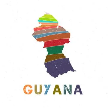 Guyana map design. Shape of the country with beautiful geometric waves and .. イラスト素材
