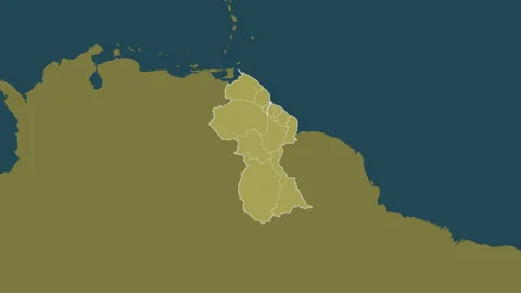 Guyana map - extract. Regions. Pattern. Labels Stock Footage 320828804
