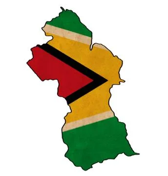 Guyana map on  flag drawing ,grunge and retro flag series Stock Illustration