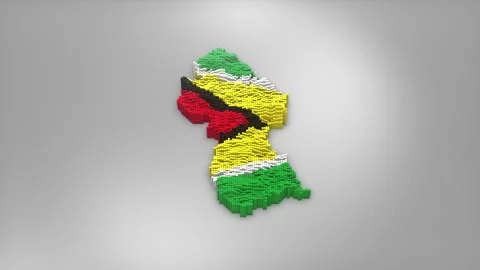 Guyana Map with Flag Intro Background Stock Footage 315163522