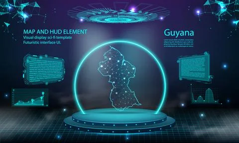 Guyana map light connecting effect background. abstract digital technology .. Stock Illustration