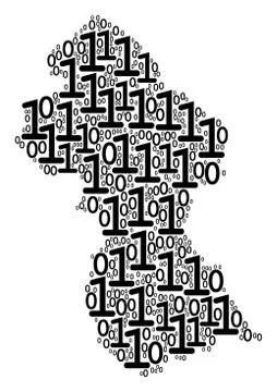 Guyana Map Mosaic of Binary Digits Illustrazione stock