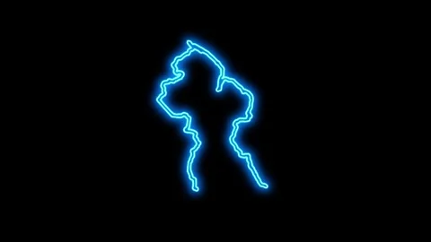 Guyana Map Outline Neon Lights Stock Footage 332849567