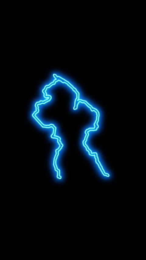 Guyana Map Outline Neon Lights Stock Footage 333056394