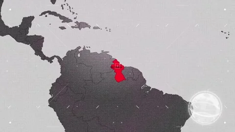 Guyana Map Red and Gray with Effects Stock Footage 343573850