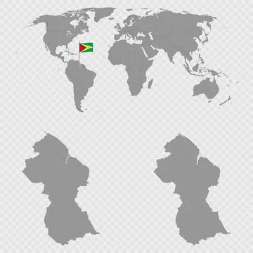 Guyana Map Set with World Location. Illustrazione stock