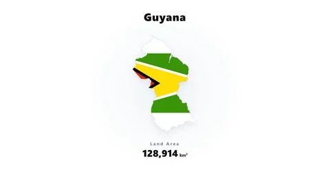 Guyana map silhouette centered on pale vignette background, filled with Guyana Stock Footage 345643515