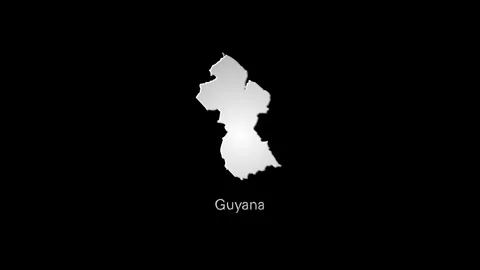 Guyana map transforming from digital to solid on black background Stock Footage 321716499