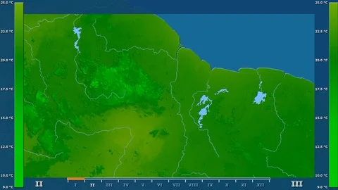 Guyana - minimum temperature, raw data Stock Footage 92162425