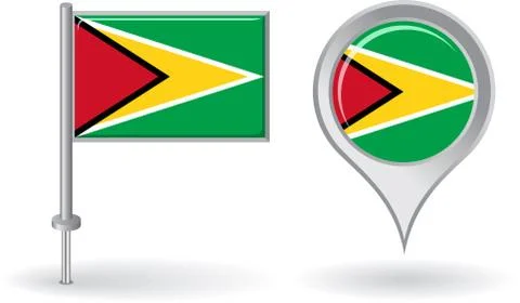 Guyana pin icon and map pointer flag. Vector Illustrazione stock
