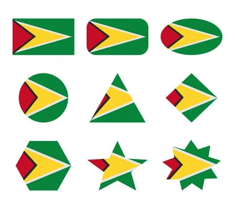 Guyana set of flags with geometric shapes 스톡 일러스트