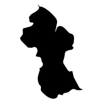 Guyana - solid black silhouette map of country area. Simple flat vector 스톡 일러스트