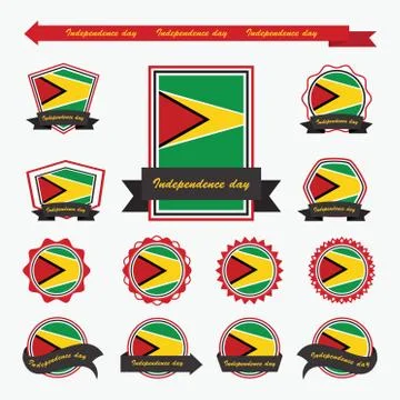 Guyana timor independence day flags infographic design Illustrazione stock