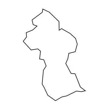 Guyana vector country map thin outline icon Stock Illustration