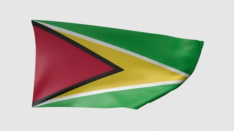 Guyana Waving Flag Transparent Alpha Stock Footage 274432409