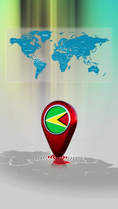 Guyana World Map Pin Location Background Loop Vertical Stock Footage 341771503