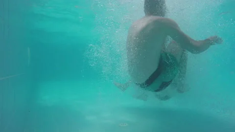 Guys Are Jumping Into The Pool Stock Footage 91592049