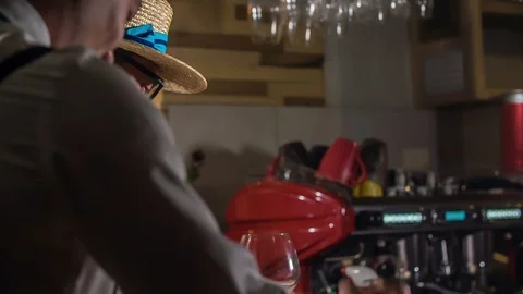 Guys are ordering some drinks at a bar Stock Footage 112201119