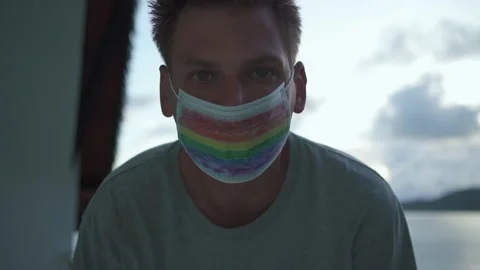 The guy's face close-up on a blurred background Stock Footage 154287866