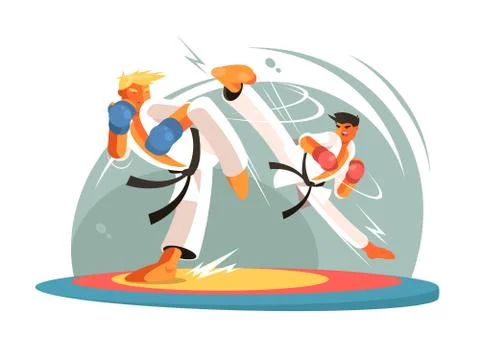 Guys karate sparring for training Stock Illustration