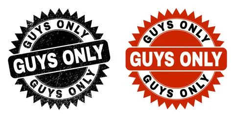 GUYS ONLY Black Rosette Stamp Seal with Unclean Texture Illustrazione stock