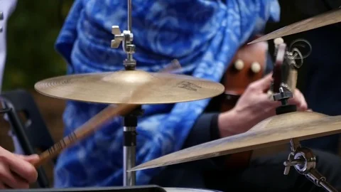 Guys play the drums and guitar Stock Footage