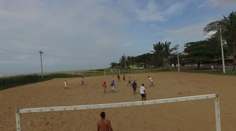 Guys Playing Soccer in a Beach in Espirito Santo, Brazil Stock Footage 51932058