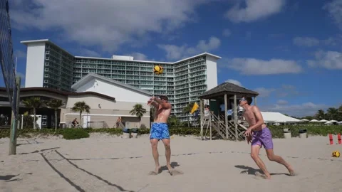 Guys Playing Volleyball Video stock 200844205